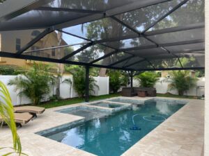 Screen roof over pool