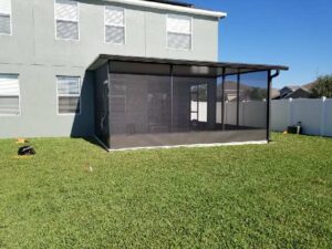 Bronze screen room with kick plate